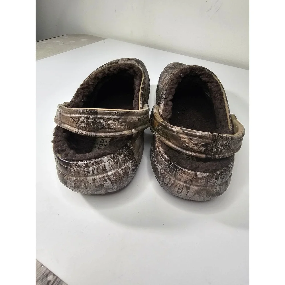 Crocs Classic Lined Clog RealTree Edge Camo Brown Faux Fur Fleece Men 7 Women 9